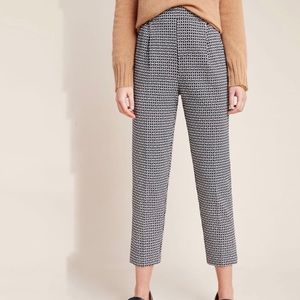 Anthropologie | Patterned Dress Pants Black White Medium Stretch Band Elastic